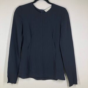 Stella McCartney Navy Blue Long Sleeve Blouse Shirt Tailored Zippers Size 42
